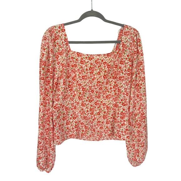 Lush Fremont Peasant Blouse Ditsy Floral XXL Smocked Puff Sleeve Cottagecore NEW - Picture 1 of 10